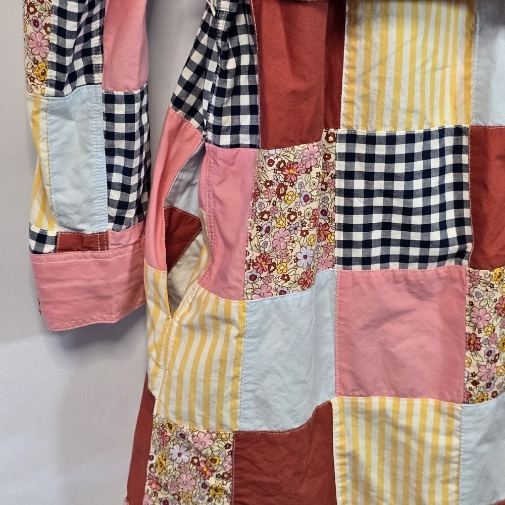 Lands End Plaid Patchwork Checkered Button Front … - image 4